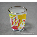 2 Oz Whiskey Shot Glass; (Set of 4) Shot Glasses with golden rim and sublimation printing.